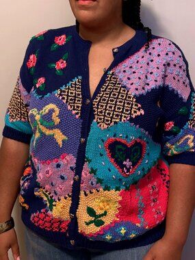 Vintage Northern Isles 90s Knit Sweater Short Sleeve Grandmacore 2X